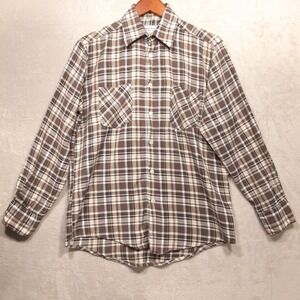 Bud Berma High Lander Mens Flannel Shirt Sz.Med./Brown & Blue Plaid/Lightweight
